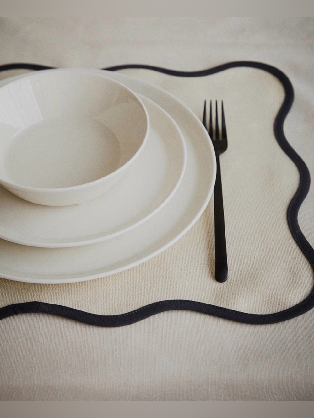 H&M Cream Placemats with Black Trim